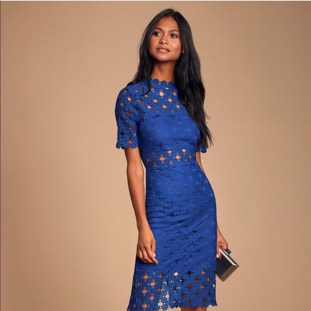 Heartfelt Blue Lace Bodycon Midi Dress LuLu’s
